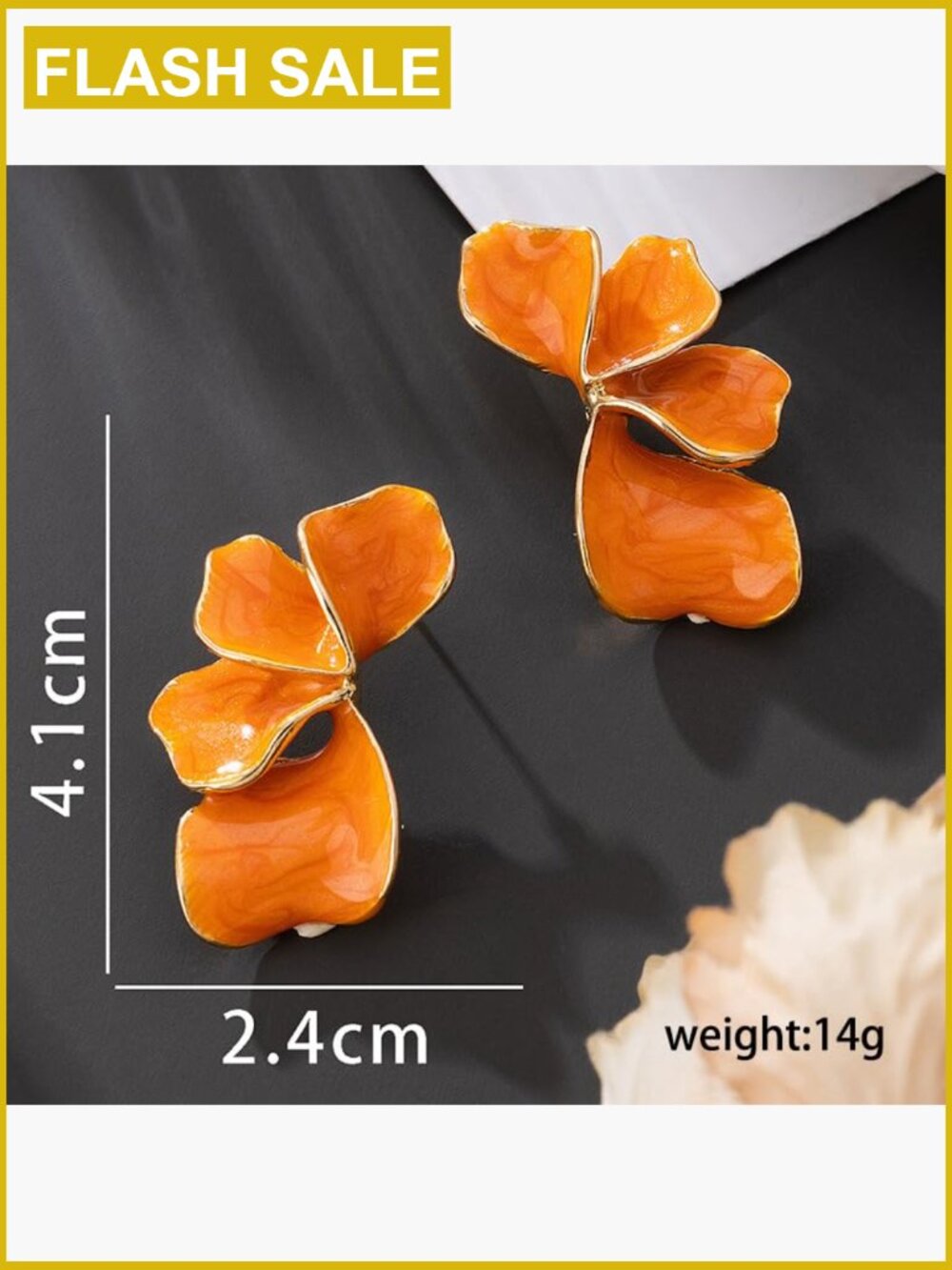 Statement Dangle Earrings Ginkgo Leaf Floral Chunky Large Irregular Petal - Picture 3 of 7
